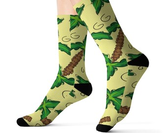 Palm Tree Pattern Sublimation Socks - Cute Socks | Funny Socks | Perfect For Gift | Novelty Socks | Unisex Socks | Animal Socks