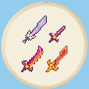 Terraria Swords Cross Stitch: Breve e dolce schema PDF per videogioco da scaricare