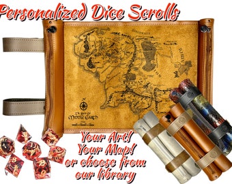 DnD Dice Scroll, Scroll of Rolling, Map Scroll, Dice Case, Chonk Dice Storage, Dice Rolling Mat, Game Surface, D&D, TTRPG