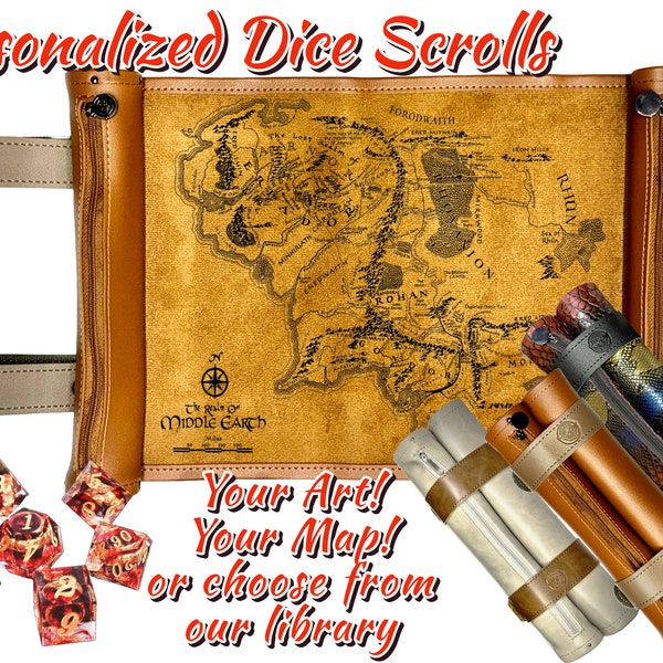 DnD Dice Scroll, Scroll of Rolling, Map Scroll, Dice Case, Chonk Dice Storage, Dice Rolling Mat, Game Surface, D&D, TTRPG