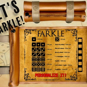 Farkle Game board on our Double-Sided Dice Scroll Can be Personalized