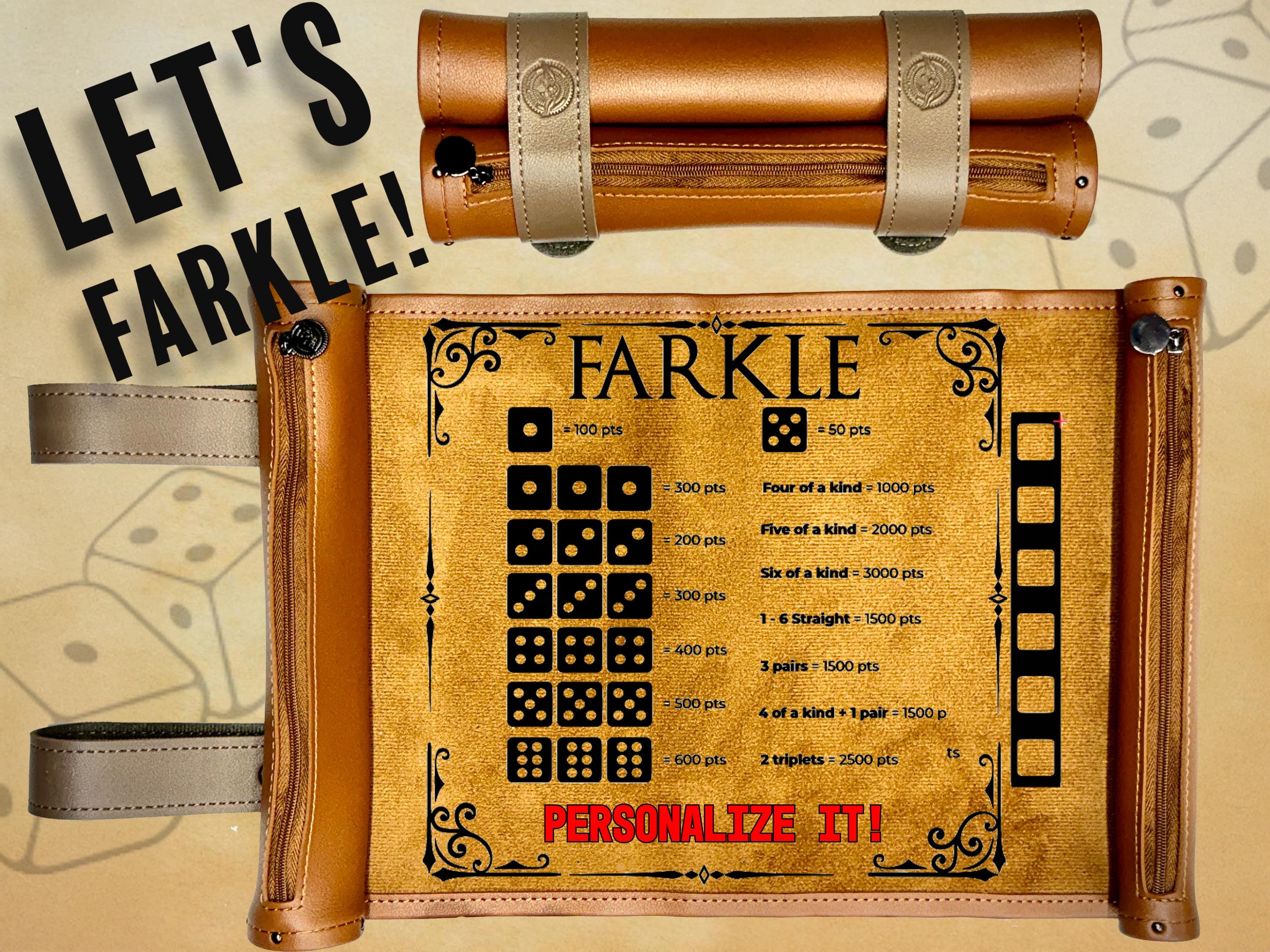 Personalized Farkle Game board on our Double-Sided Dice Scroll