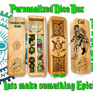 Personalized DnD Double Dice Box, Dice Box, Dice Storage, D&D, Dungeons and Dragons, TTRPG, Gamer Gift, Table Top Games