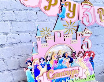 Disney Princess Cake Topper - Princess Birthday Party - Princess Party Decor -Princess Happy Birthday Banner  -Princess Birthday Decorations