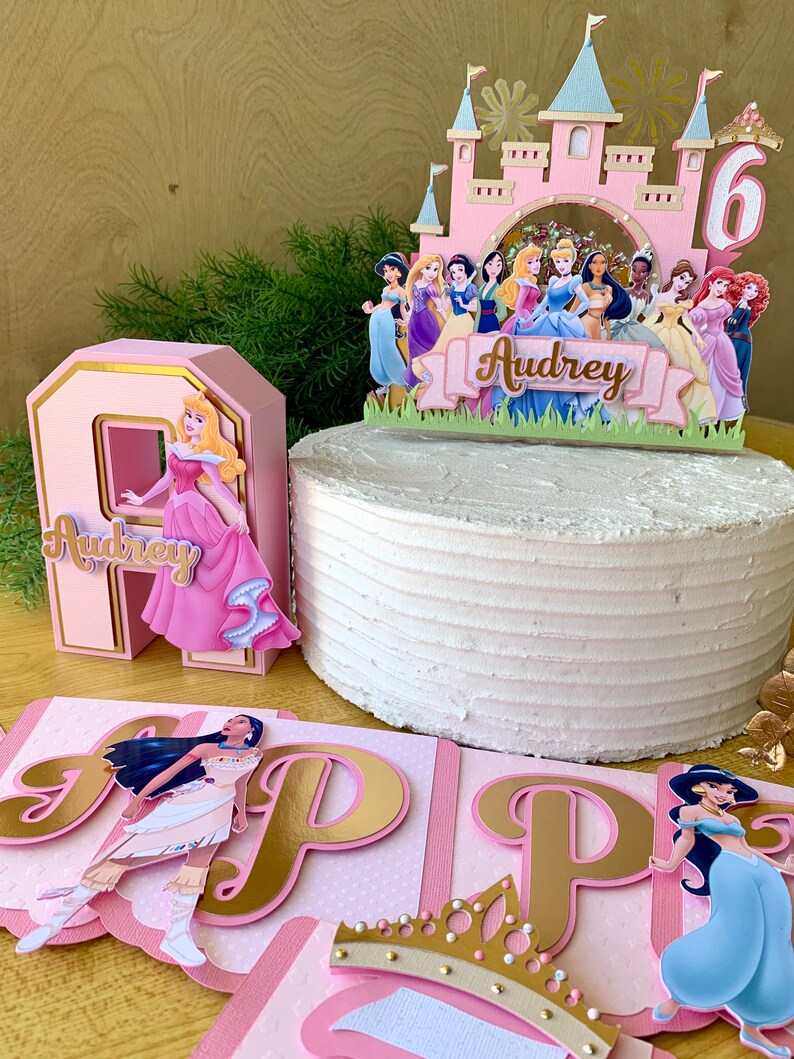 Disney Princess Cake Topper Princess Birthday Party Etsy