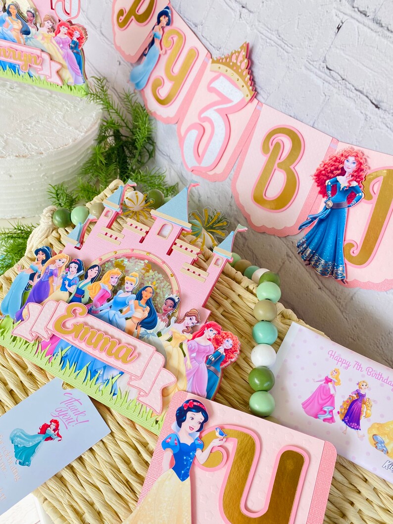 Disney Princess Cake Topper Princess Birthday Party Etsy