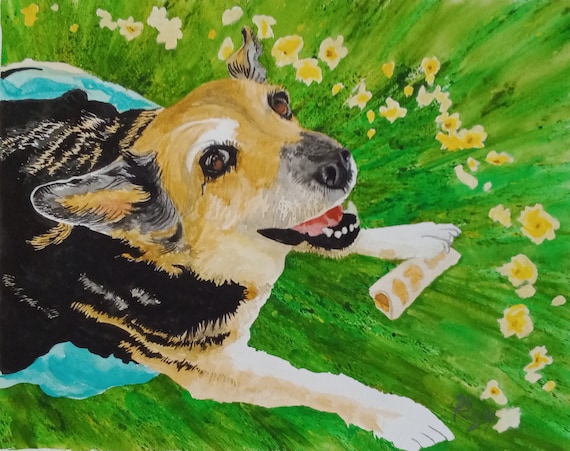 Watercolor Pet Dog Cat Hand-Painted Original Artwork 11 X 14