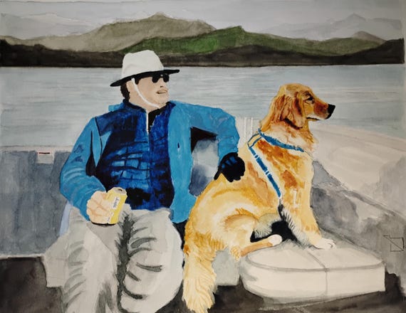 Watercolor Pet Dog Cat Hand-Painted Original Work of Art 16x20