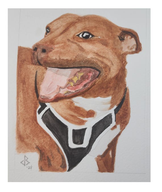 Watercolor Dog Cat Hand-Painted Original Artwork 8 X 10