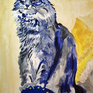 Original Watercolor of Your Pet Cat 8 X 10