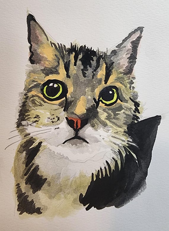 Original Hand Painted Watercolor of Your Pet Dog or Cat 11 X 14