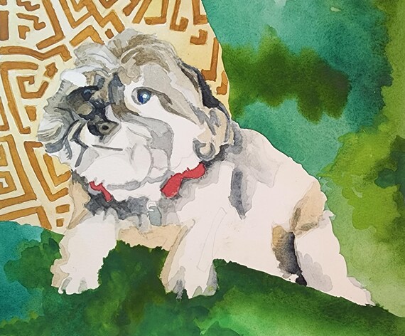 Watercolor Pet Memorial Dog Hand-Painted Original Artwork 8 X 10