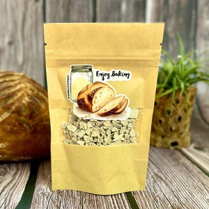Organiczny odwodniony zakwas na chleb żytni na żywo, aktywny, suszony, 30 g/1 uncja/3 łyżki + torebka 30 g odmierzonej mąki żytniej/paszy + zestaw instrukcji DR