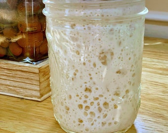 Organic 45g/1.5oz Sourdough Starter Kit: Live Active Culture with 16oz Mason Jar, Flour Feed & Instructions MW