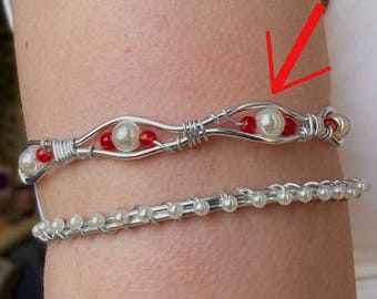 Brazalete de cuentas personalizable hecho a mano en plata/oro