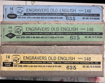 Engraver's Old English 14 point foundry type for letterpress printing.  New Old Stock.