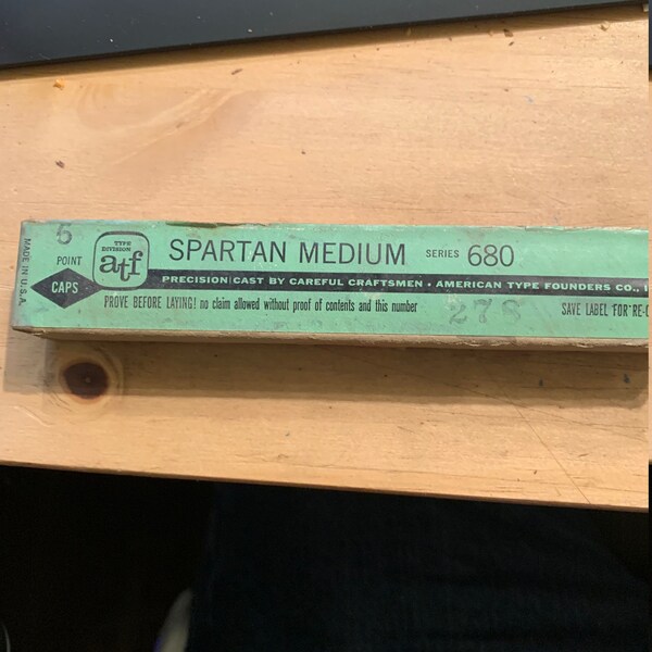 Spartan Medium 6pt caps only, new-old-stock, cast by ATF, for letterpress printing