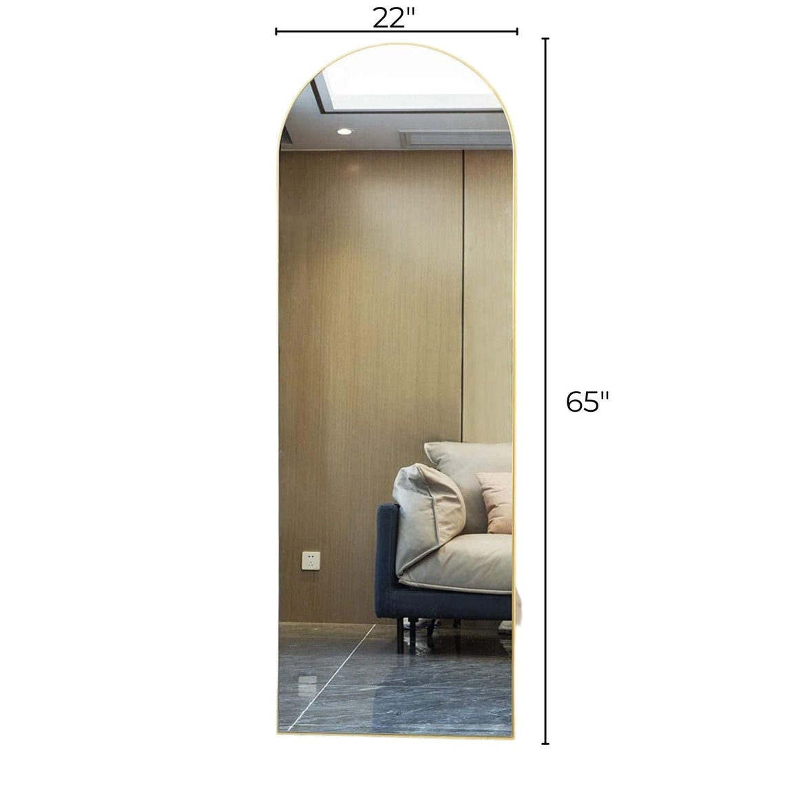 Gold Full Length Floor Arched Mirror Large Golden Arched Etsy