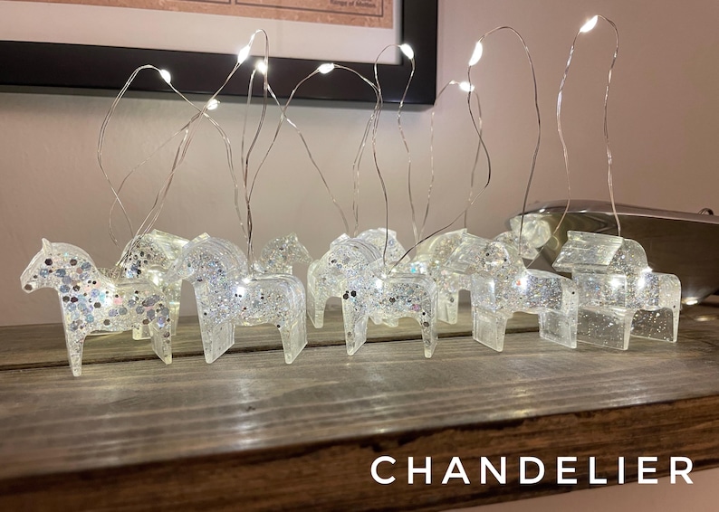 Glitter Dala Horse String Lights | Epoxy Resin Fairy Lights image 1