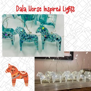 Glitter Dala Horse String Lights | Epoxy Resin Fairy Lights image 2