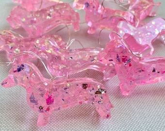 Iridescent Pink Valentine's Fairy Lights – Dachshund, Corgi, French Bulldog, or Horse Designs