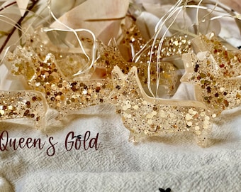 Queen's Gold Corgi Glitter String Lights|Multiple Options|Corgi String Lights|Dog fairy lights|Corgi lights|Corgi gifts|Corgi Decor