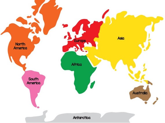 Montessori World Map Continent Names Ocean Names - Etsy