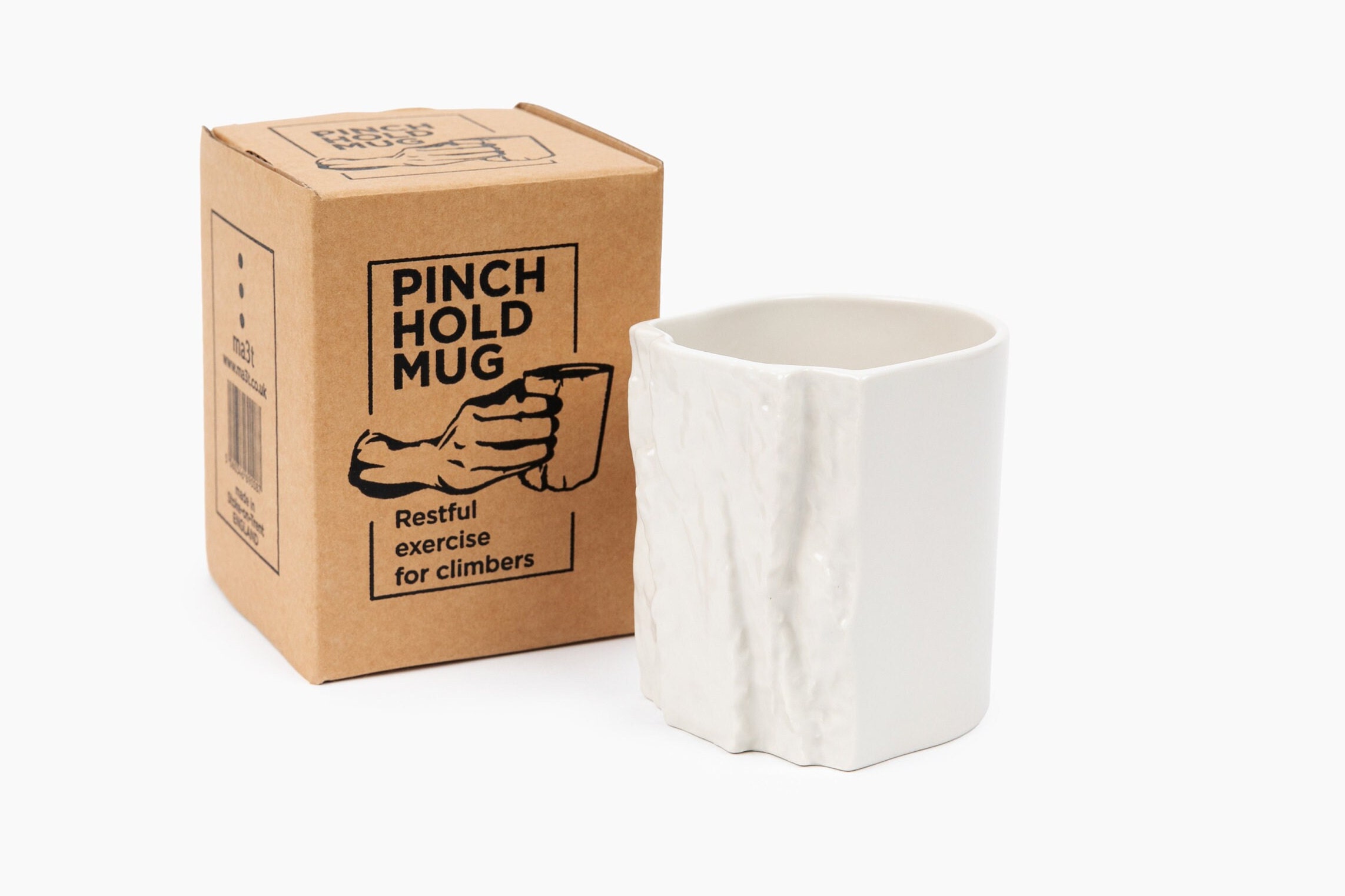 3-D] ROCK CLIMBING HOLD / GRIP ATTACHED TO CUP, Ceramic Coffee Cup / Mug,  VINT.