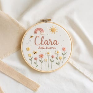 Custom Embroidered Floral Hoop, Hand Embroidered Hoop Art, Baby Hoop Art, Anniversary Hoop, Birthday Decor, Baby Embroidered Gift