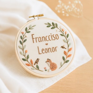 Custom Embroidered Floral Hoop, Hand Embroidered Hoop Art, Baby Hoop Art, Anniversary Hoop, Birthday Decor, Baby Embroidered Gift