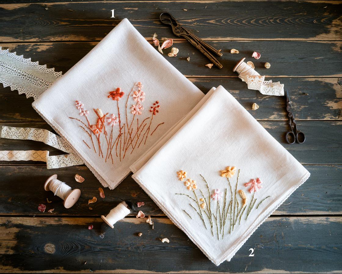 Embroidered Linen Wedding Handkerchief