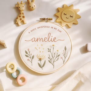 Custom Embroidered Floral Hoop, Hand Embroidered Hoop Art, Baby Hoop Art, Anniversary Hoop, Birthday Decor, Baby Embroidered Gift
