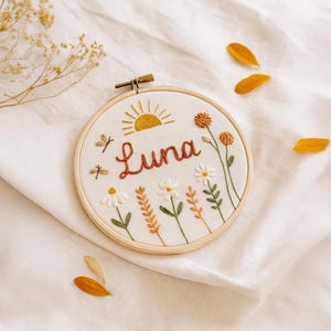 Custom Embroidered Floral Hoop, Hand Embroidered Hoop Art, Baby Hoop Art, Anniversary Hoop, Birthday Decor, Baby Embroidered Gift