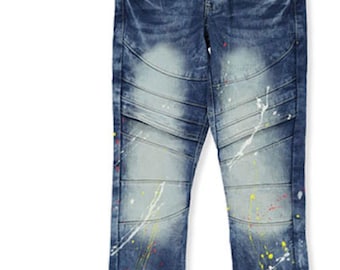 Boys Paint Splatter Moto Skinny Jeans