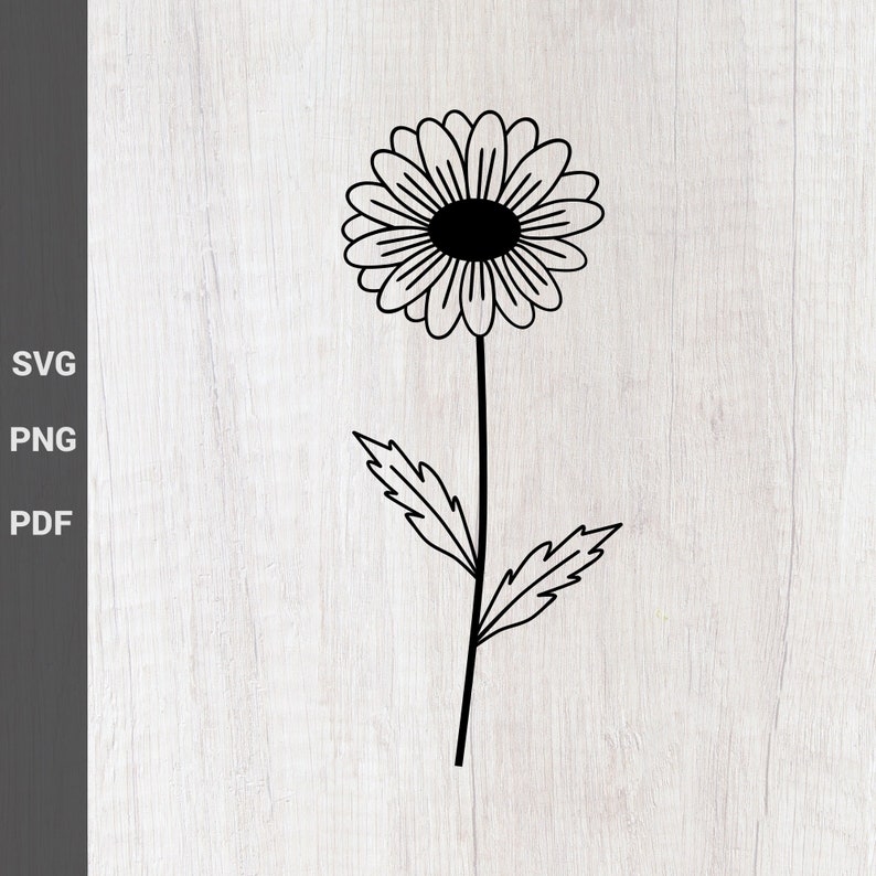 Daisy Outline SVG, Botanical Spring Flower Daisy Wall Art, Tattoo and
