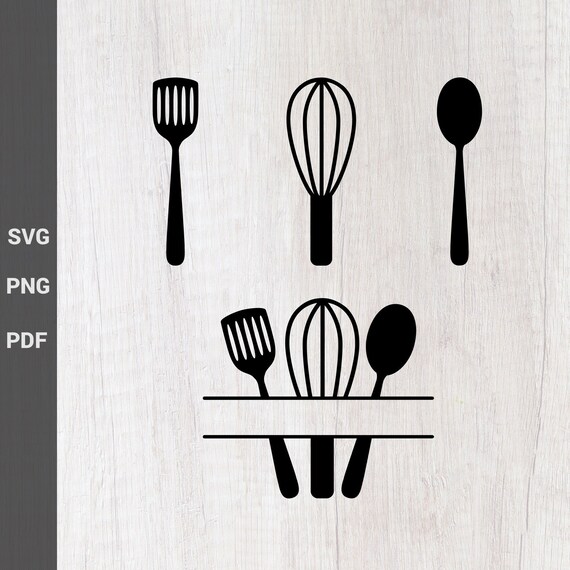 Kitchen Utensils SVG Split Frame Name Whisk Spatula Spoon for Etsy