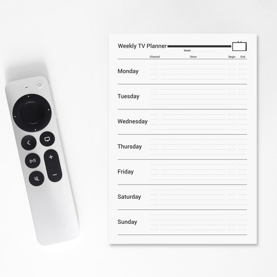 Printable Weekly TV Planner Printable TV Guide Vorlage A4 | Etsy Schweiz