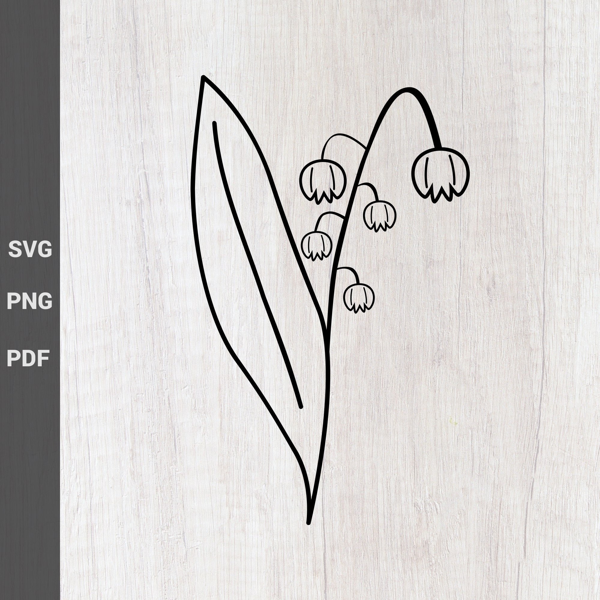 Lily of the Valley SVG Outline, Botanical Spring Birth Flower Wall Art