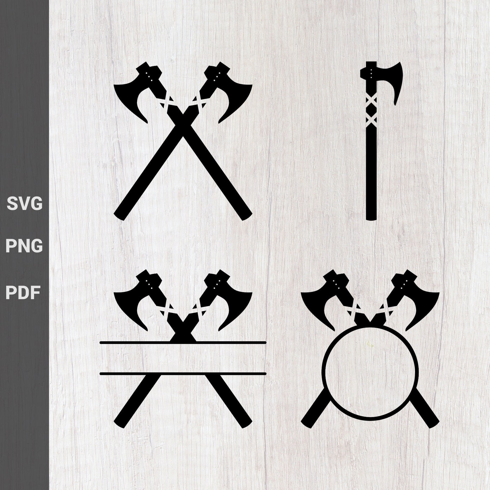 Viking Axe SVG Bundle, Crossed Viking Axes Silhouette for Custom Gifts
