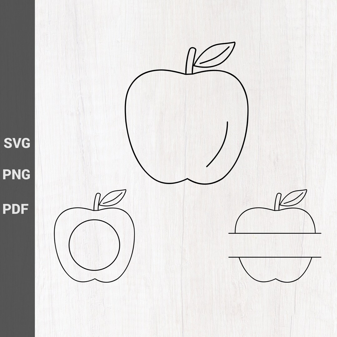 Apple Outline SVG With Monogram and Split Frame Name for Back - Etsy