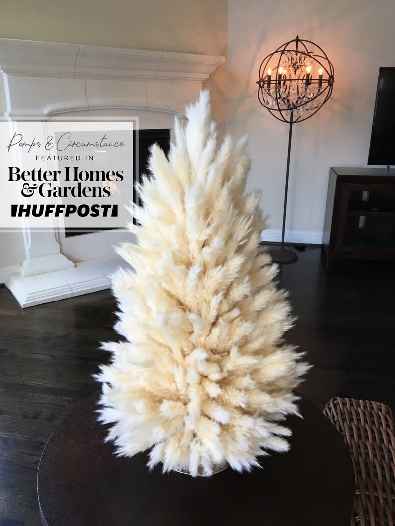 2ft 3inches Tall Pampas Christmas Tree arrives already built on metal tree frame with lights 16ft cordless light strand provided image 1