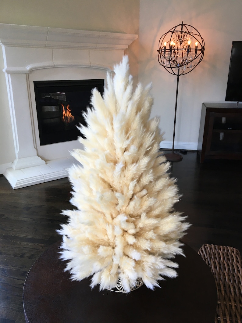 2ft 3inches Tall Pampas Christmas Tree arrives already built on metal tree frame with lights 16ft cordless light strand provided image 3