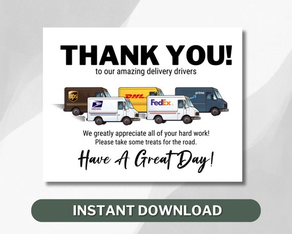 Delivery Driver Thank You Sign, Delivery Driver Snack Sign, Delivery Driver Snack Sign Printable, Mail Carrier Sign, Instant Download.