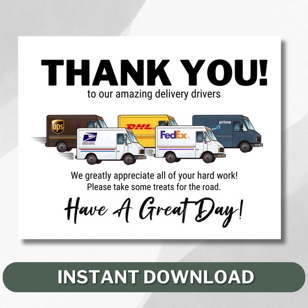 Delivery Driver Thank You Sign, Delivery Driver Snack Sign, Delivery Driver Snack Sign Printable, Mail Carrier Sign, Instant Download.
