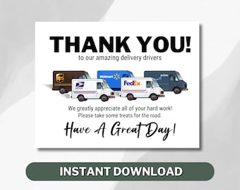 Delivery Driver Thank You Sign, Delivery Driver Snack Sign, Delivery Driver Snack Sign Printable, Mail Carrier Sign, Instant Download.