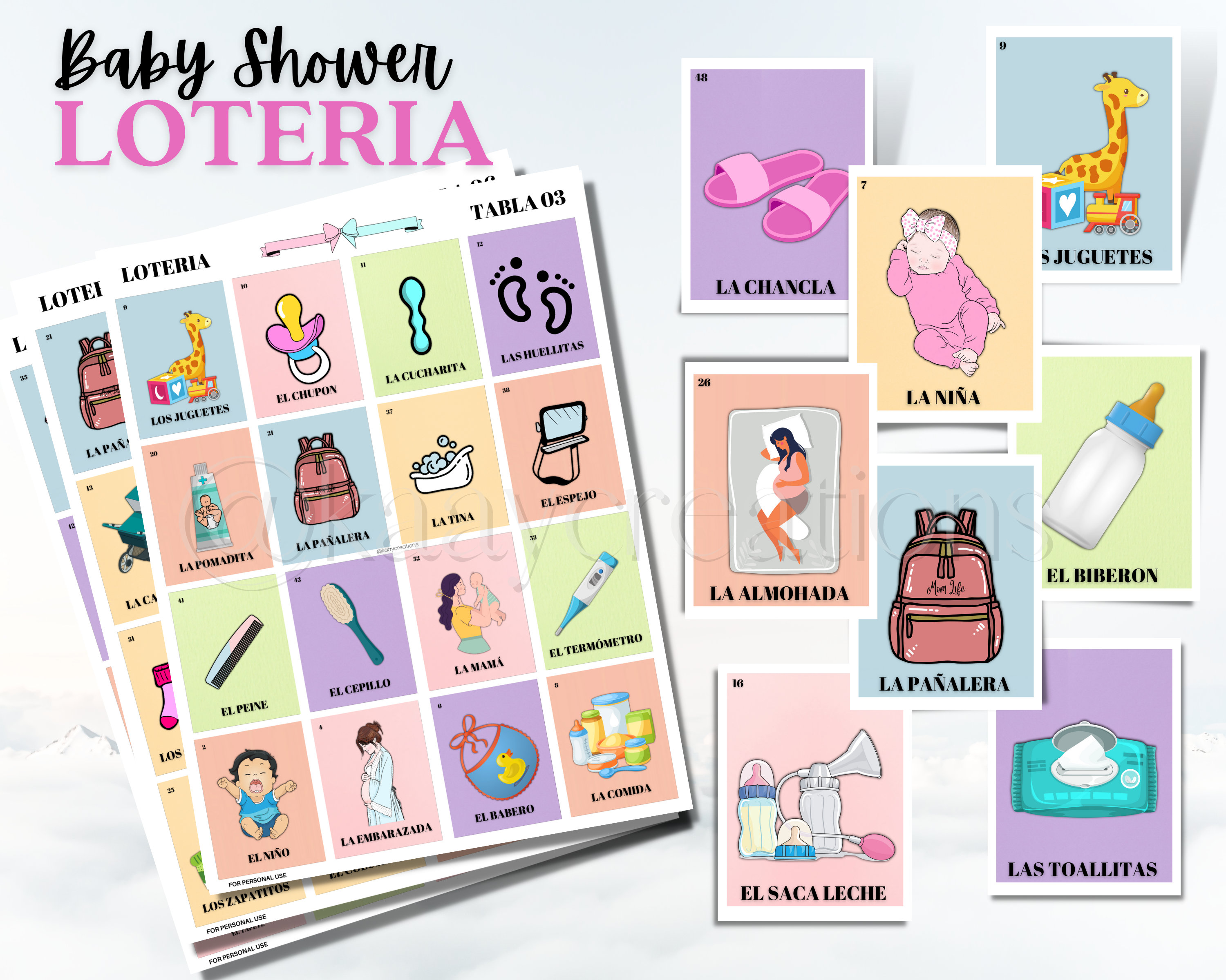 Baby Shower Loteria Mexican Card Game 10 Nonrepeated Boards Etsy