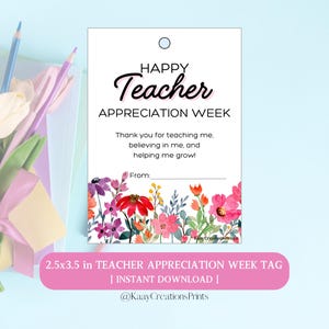 Teacher&#39;s Appreciation Week Tag, Printable Tag, Teacher Tag, Thank You Teacher Tag, PDF Tag, Happy Teacher&#39;s Appreciation Week Tag