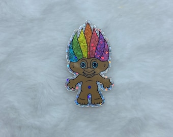 Mini glitter troll sticker