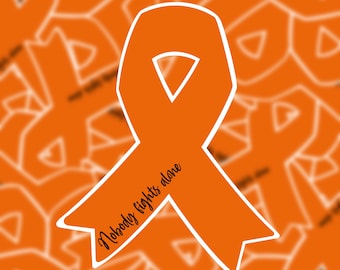 Orange cancer ribbon sticker | leukemia ribbon sticker | kidney cancer ribbon sticker