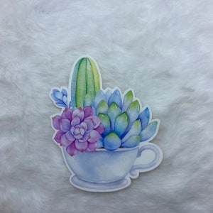 Succulent teapot mini sticker